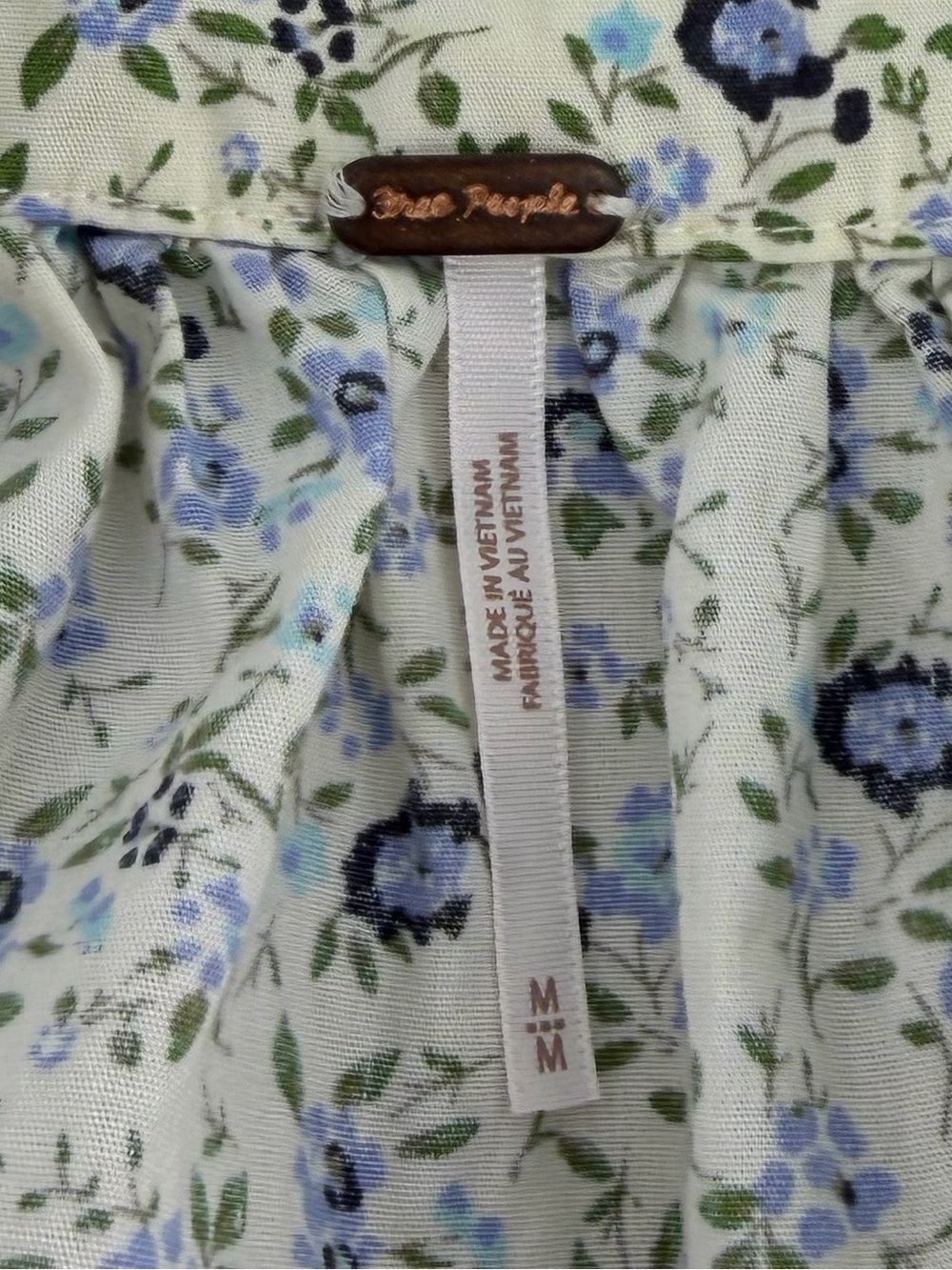 NWT Free People Petunia Mini Dress, Cream Blue Floral, Women's Medium - Picture 13 of 16